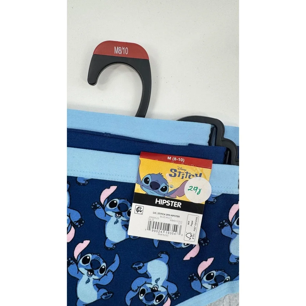 Disney Lilo & Stitch Girls Hipster Underwear 3-Pack Blue Purple Size M 8-10 NEW